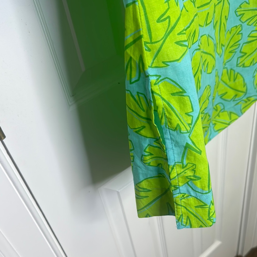 Hatley Green and Blue Cuffed Sleeve Mini Dress/Cover Up 100% Cotton - Picture 8 of 8